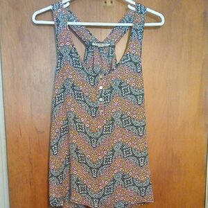 Pink Rose Women's Tank Top - Black, Orange, White Pattern